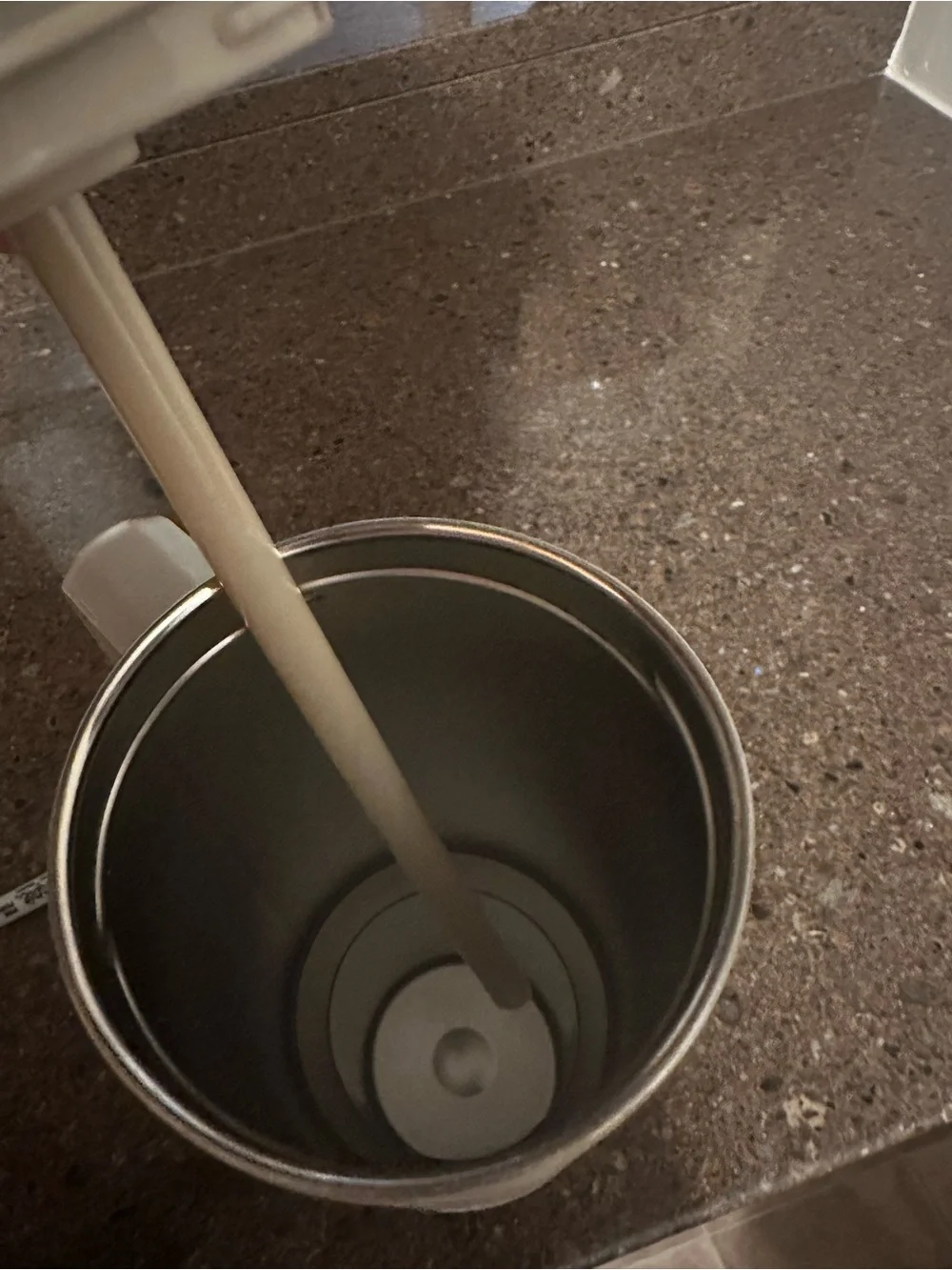 Insulated Sand colored Travel Tumbler with Handle and Straw